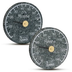 Sawo Rundig Termometer / Hygrometer 290 av sten